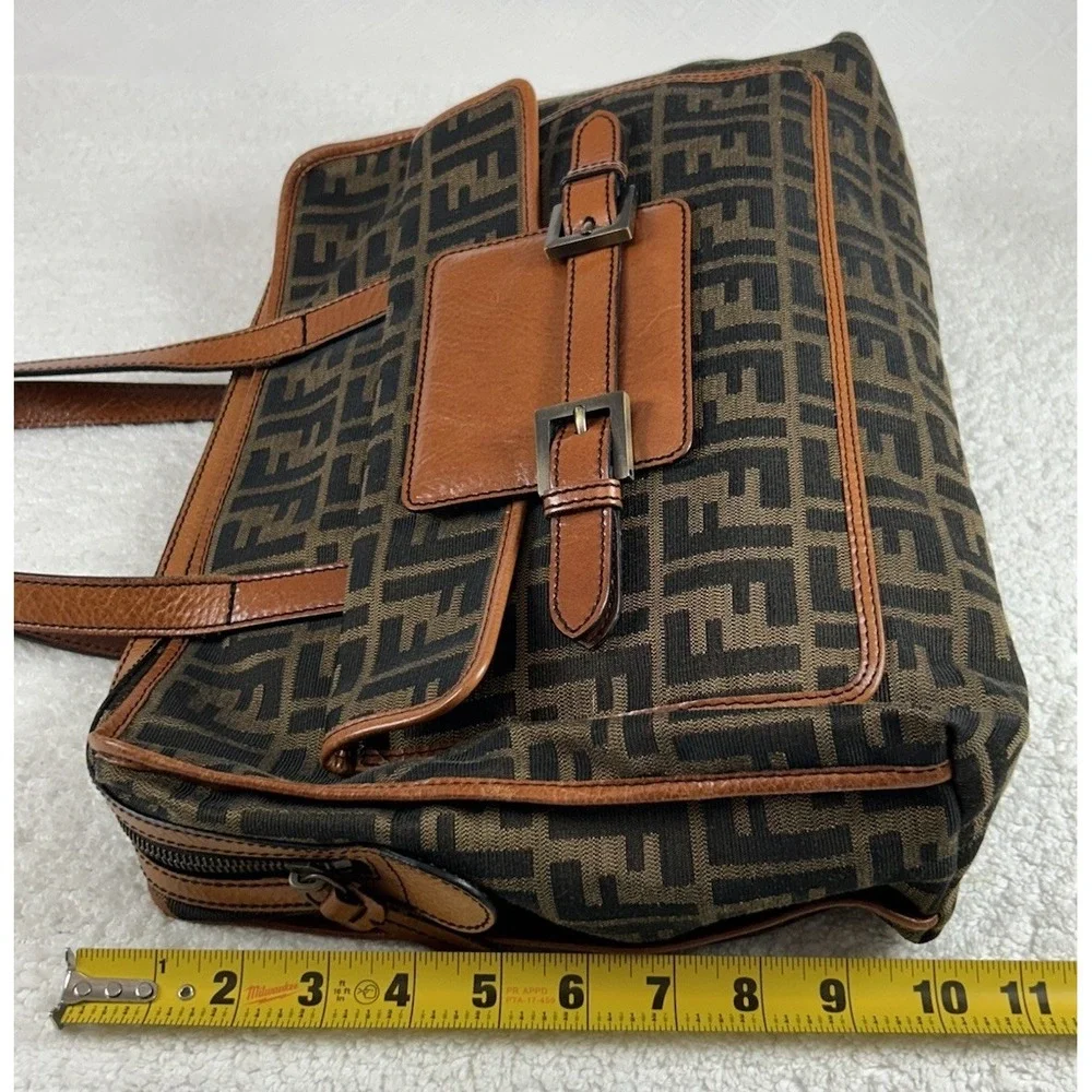 Fendi Brown/Tobacco Zucca Canvas Pocket Laptop Bag **EUC**